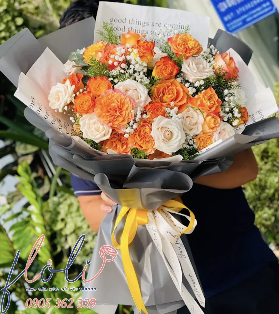 Bó Hồng Siric mix Hồng Phấn Cơn Mơ BH855