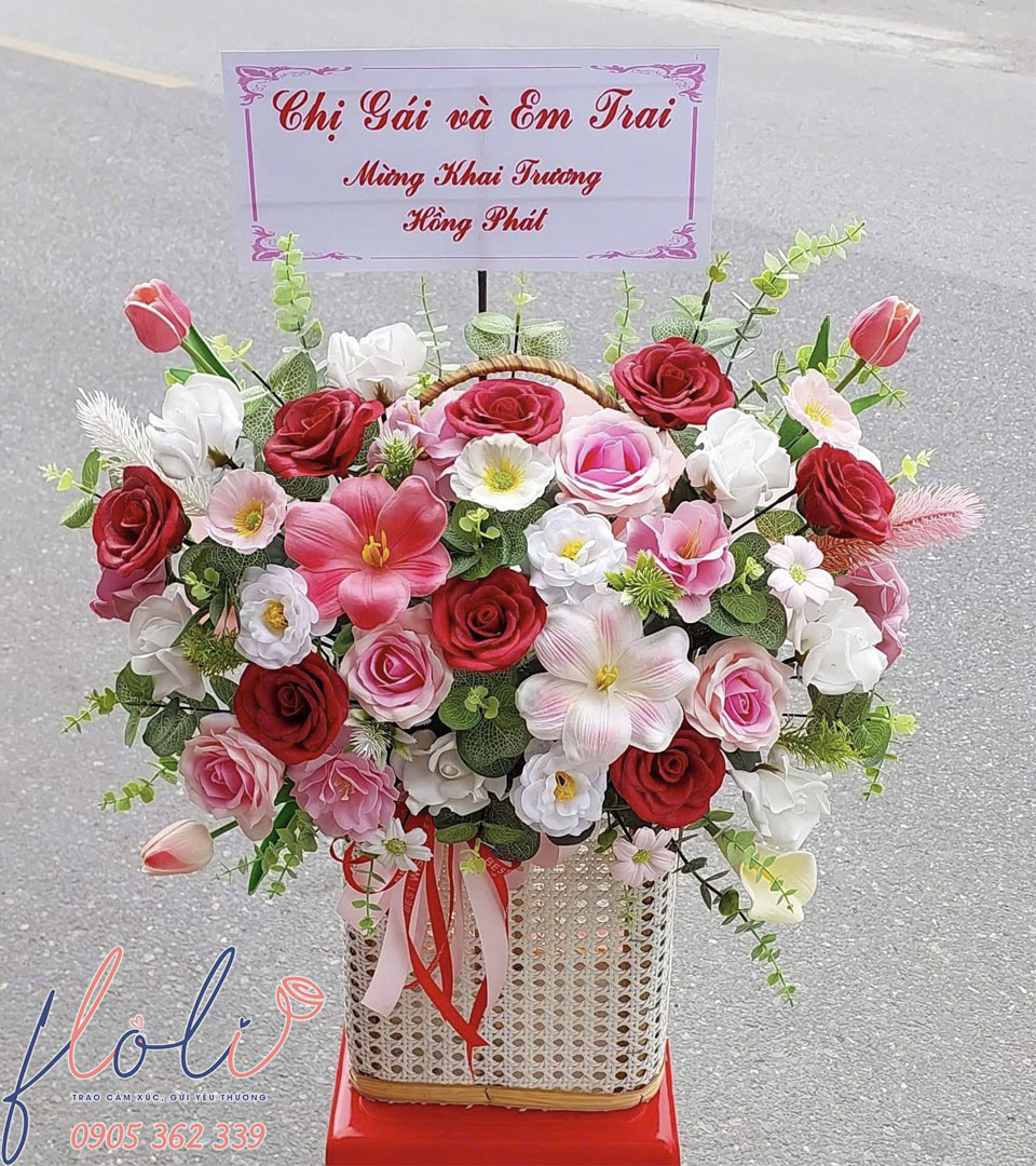 Giỏ Hoa Giả Chắp Cánh Thành Công HG1300