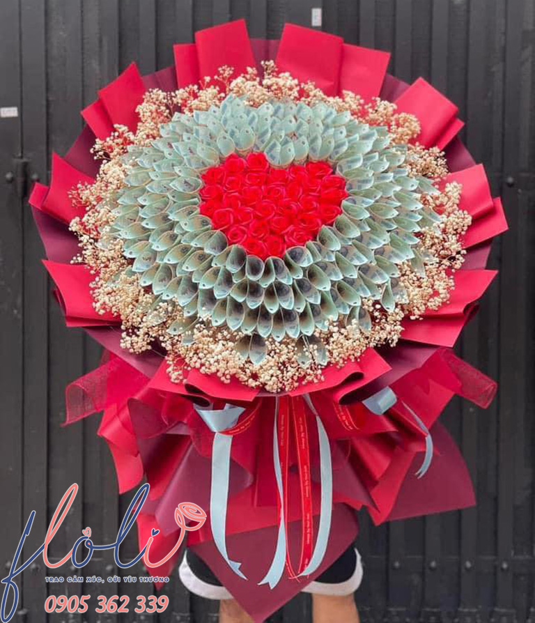 bó hoa tiền tờ 500k chúc mừng sinh nhật người yêu