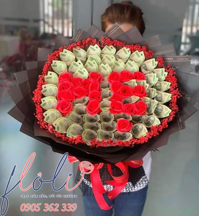 bó hoa tiền là món quà tặng sinh nhật mẹ chồng độc đáo