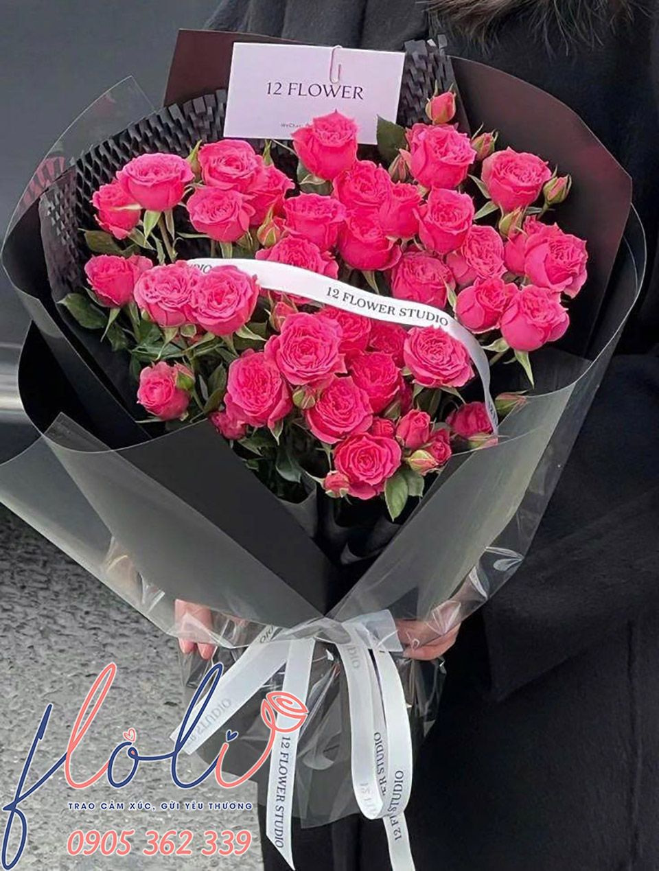 bo hoa hong chum sophia dep hinh trai tim