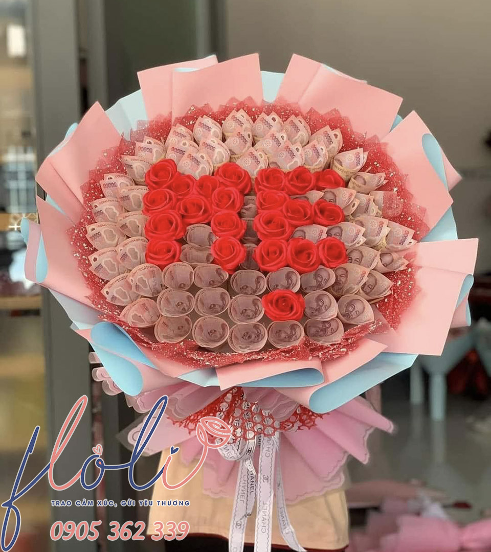 Bó hoa tiền tặng sinh nhật ba / mẹ, ông / bà