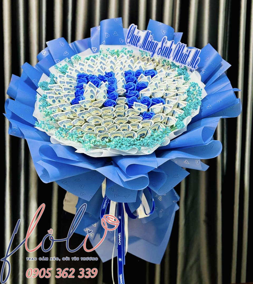 bó hoa tiền dáng tròn tặng sinh nhật mẹ