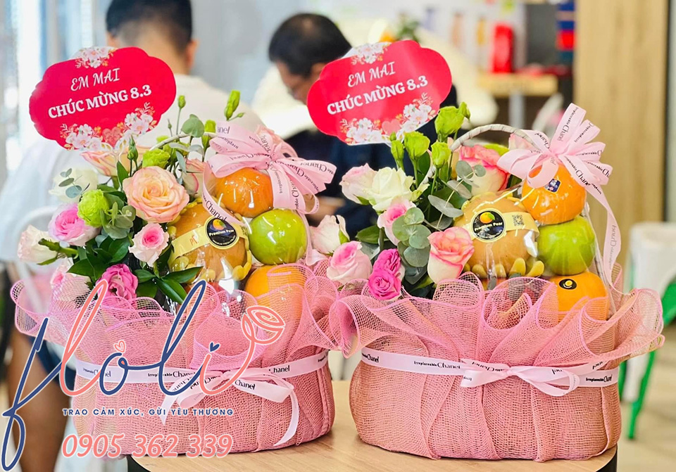 mẫu giỏ quà trái cây tặng ngày 8/3 quốc tế phụ nữ
