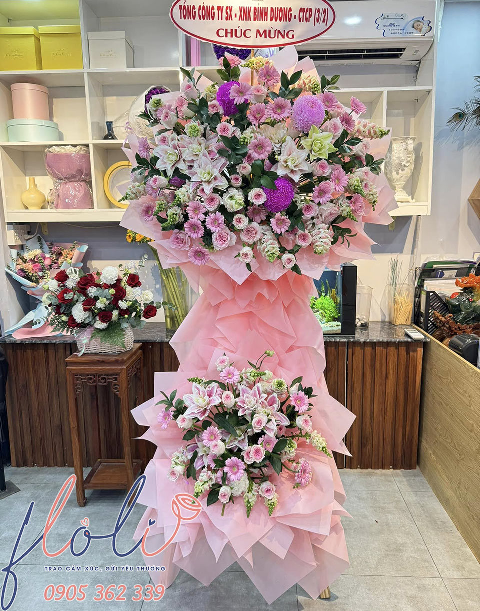 lẵng hoa cát tường chúc mừng lễ cất nóc