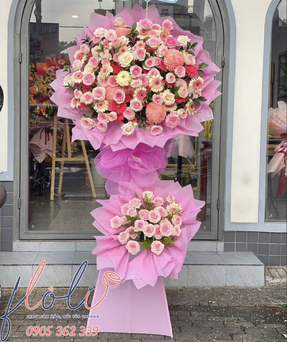 Mẫu kệ Hoa Mừng Lễ Động Thổ Khởi Công đẹp