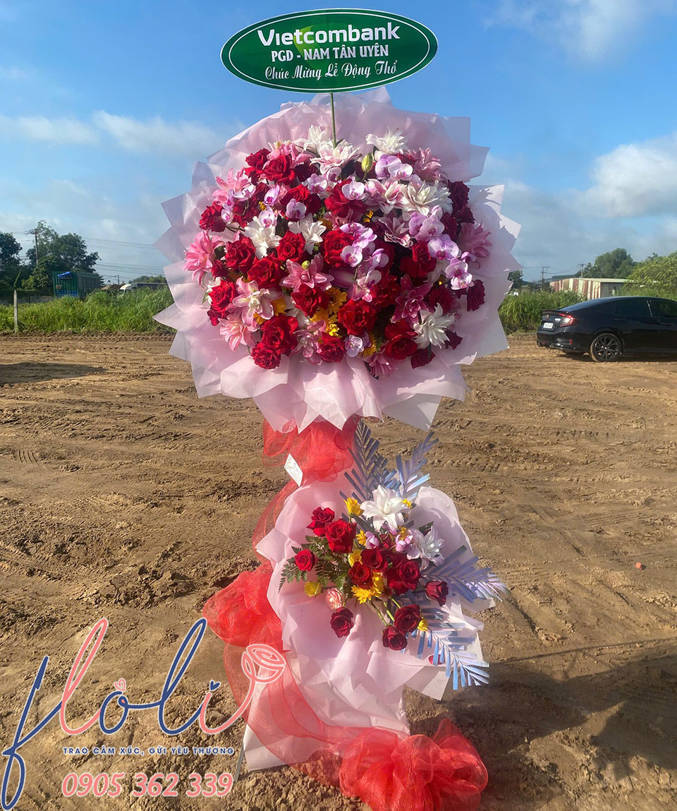 Mẫu Hoa Mừng Lễ Động Thổ Khởi Công 