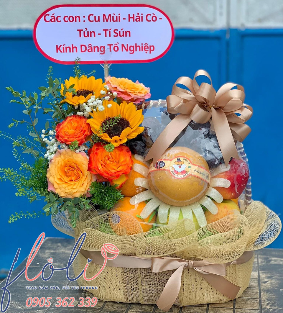 gio trai cay kinh gio to nghiep, giỏ trái cây giỗ tổ nghề