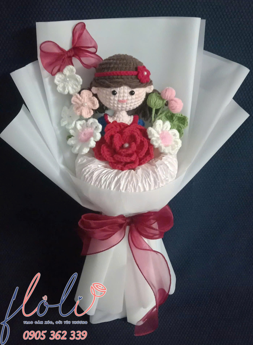 bó hoa làm bằng len handmade đẹp nhất