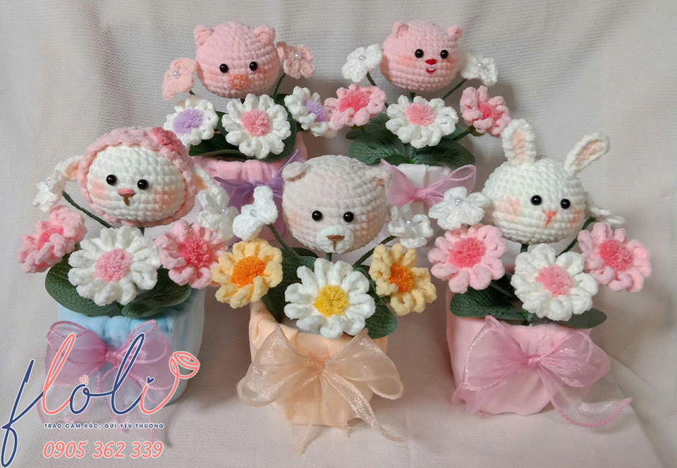 Hoa len hình thú cưng handmade