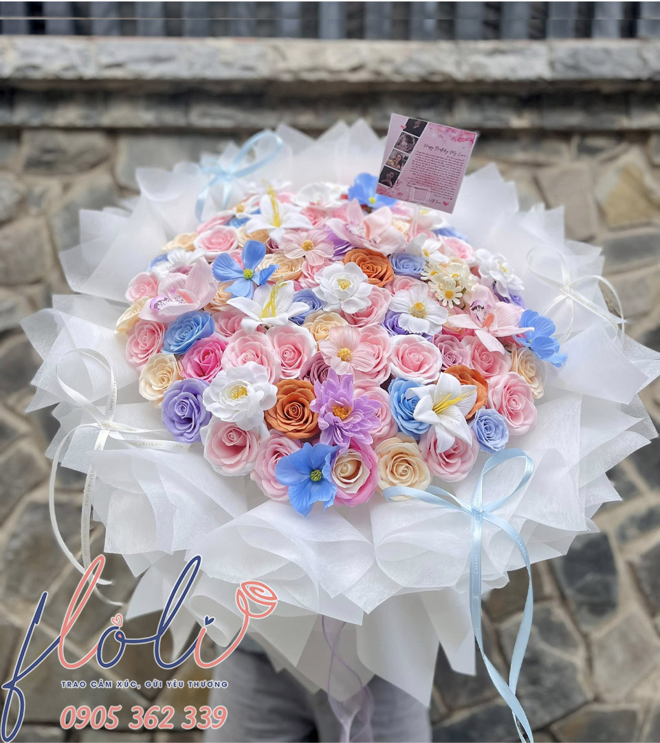 Bó Hoa Giả Mộng Mơ Pastel HG151