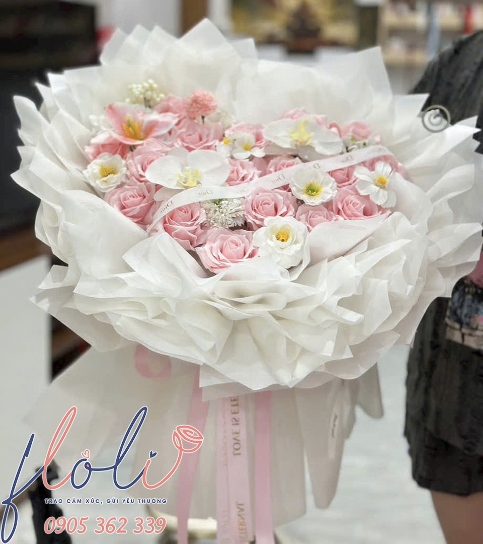 bo hoa sap hong trai tim tinh yeu mang theo hs96 2