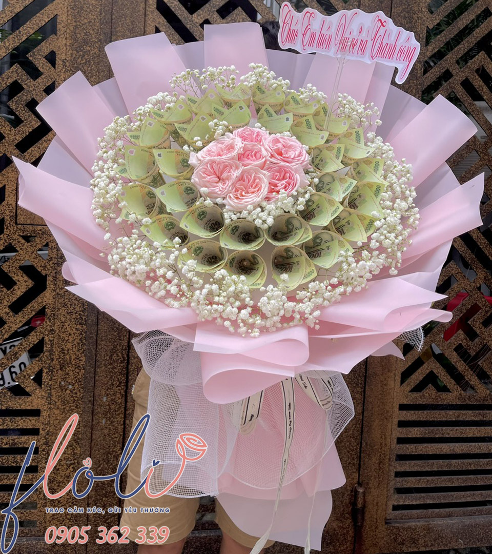 Bó Hoa Tiền mix Ohara Tình Yêu Vẹn Toàn HT750