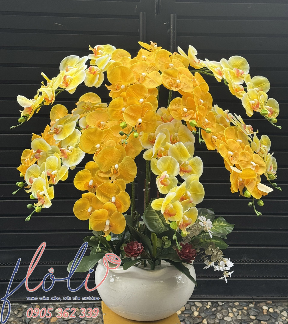 Chậu Lan Hồ Điệp Giả Vàng Ánh Dương LG152