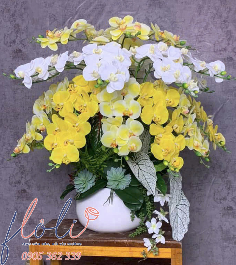 Chậu Lan Hồ Điệp Giả Vĩnh Cửu LG151