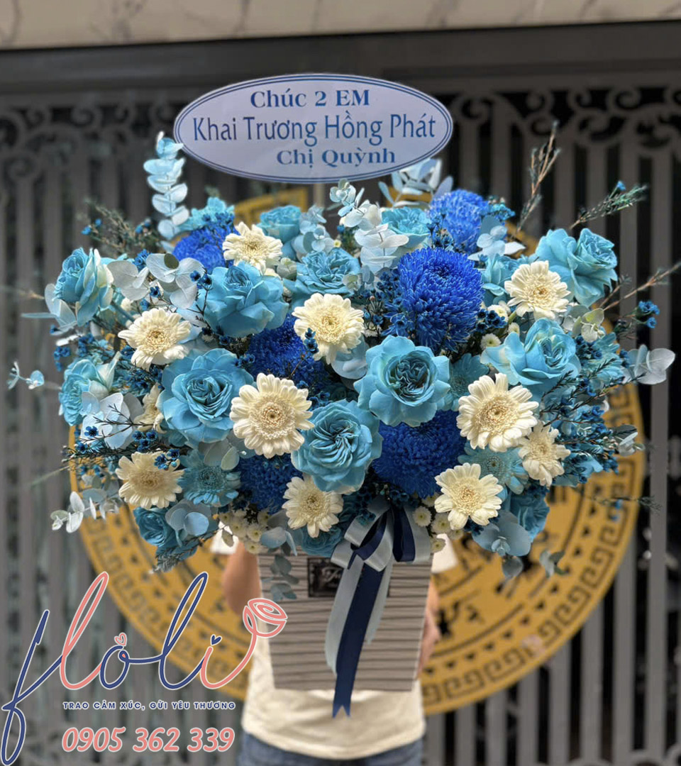 Giỏ Hoa Thuận Buồm Xanh Biếc GH151